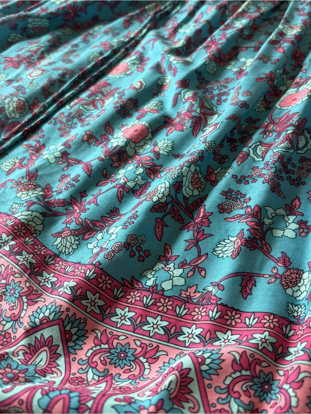 Teal Floral Off-Shoulder Woman’s Blouse - Picture 4 of 4